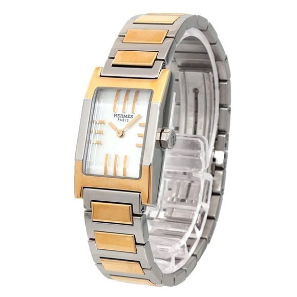 HERMES Tandem TA1.220 Quartz White Shell Dial Ladies Watch 90282664 - Picture 1 of 6